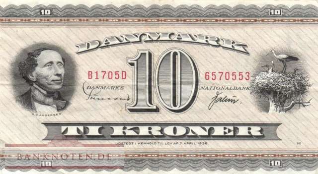 Denmark - 10  Kroner (#044ae-70-1_VF)