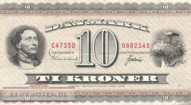 Denmark - 10  Kroner (#044ag-73-2_VF)