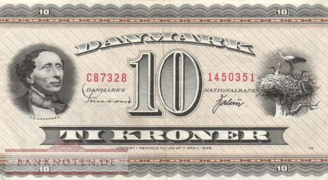 Dänemark - 10  Kroner (#044ag-73-2_VF)