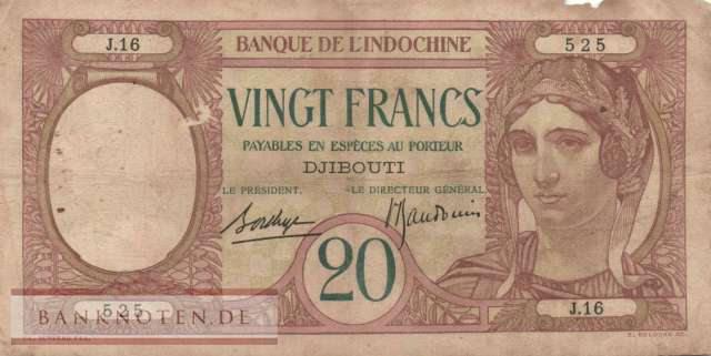 Djibouti - 20  Francs (#007a-2_G)