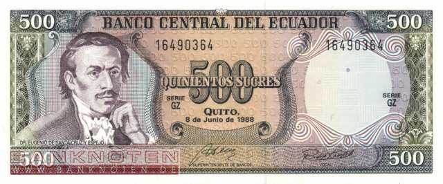 Ecuador - 500  Sucres (#124Aa-GZ_UNC)