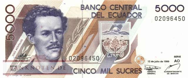 Ecuador - 5.000  Sucres (#128c-AO_UNC)