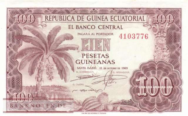 Equatorial Guinea - 100  Pesetas Guineanas (#001_AU)