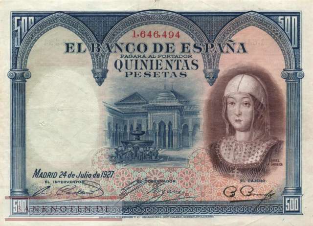Spain - 500  Pesetas (#073c_VF)