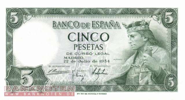 Spain - 5  Pesetas (#146a_UNC)
