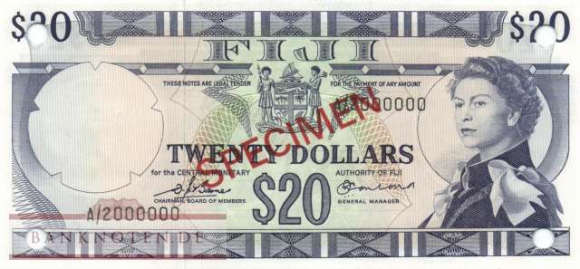 Fiji - 20  Dollars - SPECIMEN (#075s4_UNC)