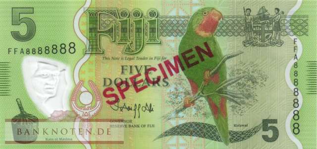 Fiji - 5  Dollars - SPECIMEN (#115bS_UNC)