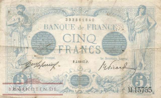 Frankreich - 5  Francs (#070-17_VG)