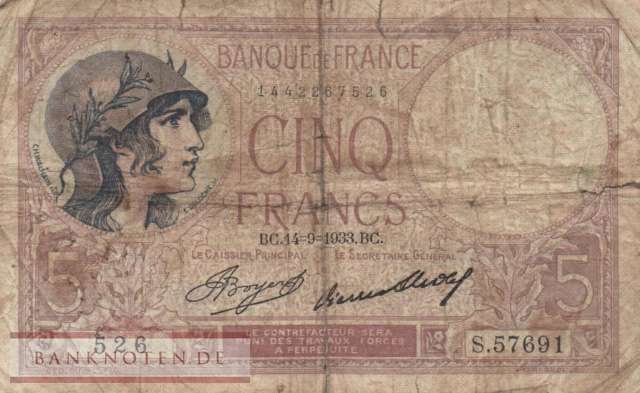 Frankreich - 5  Francs (#072e-33_G)