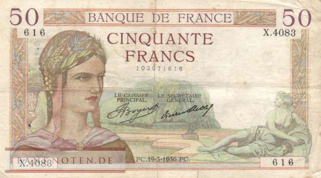 Frankreich - 50  Francs (#081-36_F)
