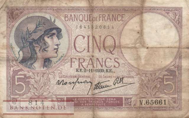 France - 5  Francs (#083-40_VG)