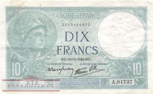 Frankreich - 10  Francs (#084-40_VF)