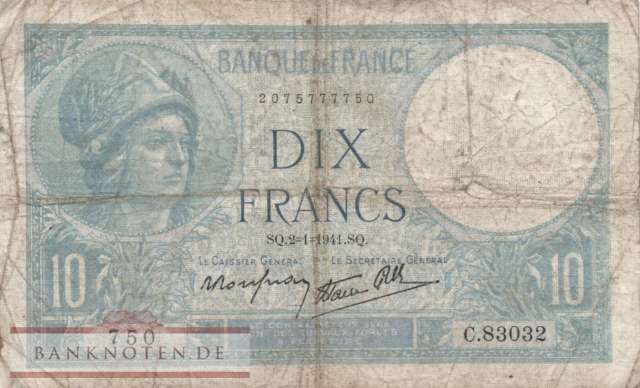 Frankreich - 10  Francs (#084-41_VG)