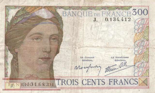 Frankreich - 300  Francs (#087a-1_F)