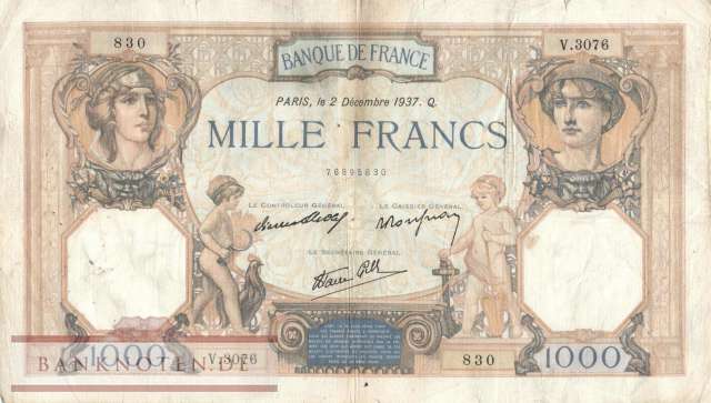 Frankreich - 1.000  Francs (#090b_G)