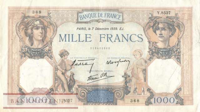 Frankreich - 1.000  Francs (#090c-39_VF)