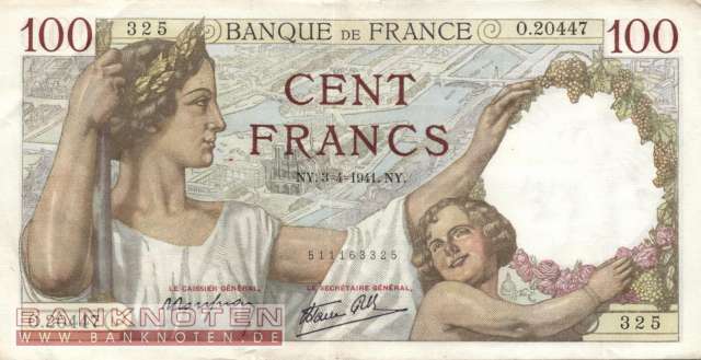 Frankreich - 100  Francs (#094-41_VF)