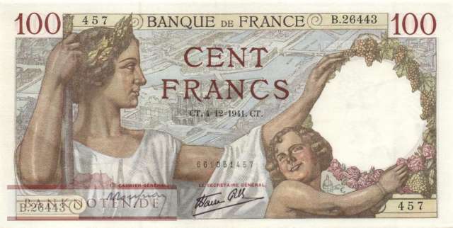 Frankreich - 100  Francs (#094-41_XF)