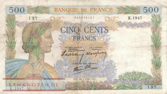 Frankreich - 500  Francs (#095a-41_F)