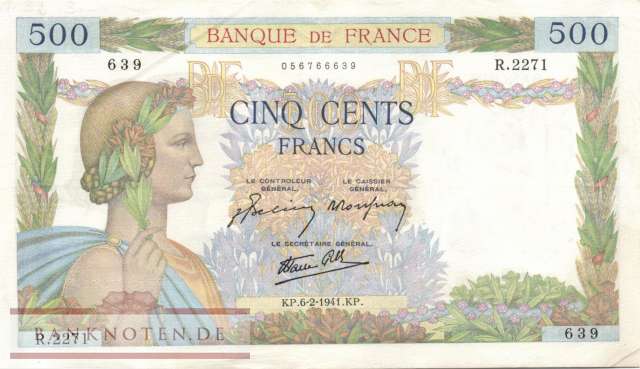 Frankreich - 500  Francs (#095b-41_VF)