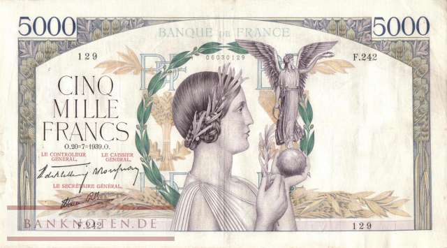 Frankreich - 5.000  Francs (#097a-39_VF)