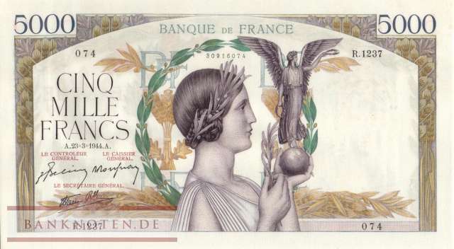 Frankreich - 5.000  Francs (#097e_UNC)