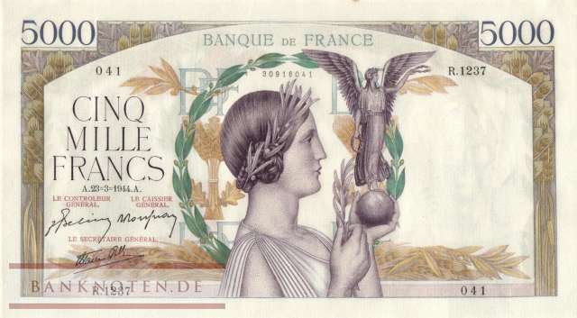 Frankreich - 5.000  Francs (#097e_AU)