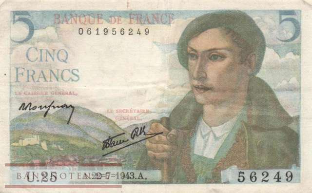 Frankreich - 5  Francs (#098a-43_VF)