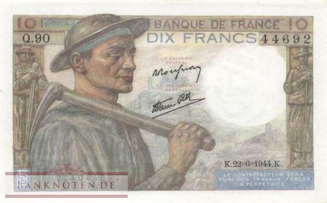 Frankreich - 10  Francs (#099e-4406_AU)