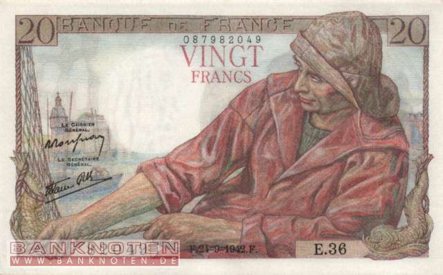 Frankreich - 20  Francs (#100a-42_AU)