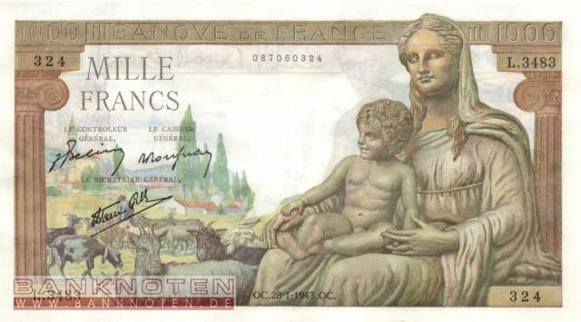 Frankreich - 1.000  Francs (#102-43_AU)