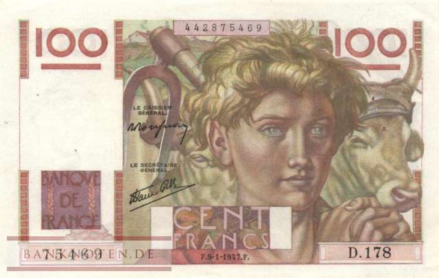 Frankreich - 100  Francs (#128a-47_XF)