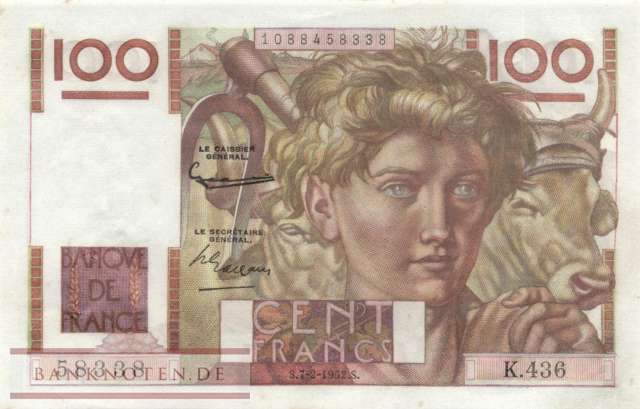 Frankreich - 100  Francs (#128d-52_XF)