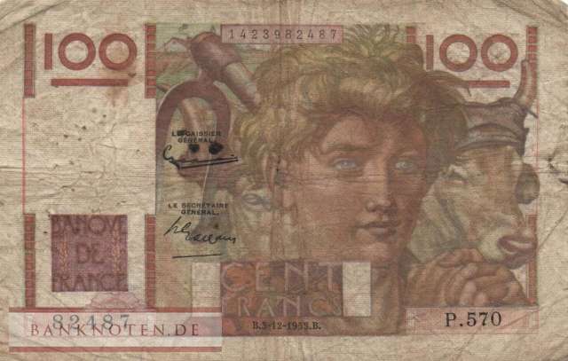 Frankreich - 100  Francs (#128d-53_VG)