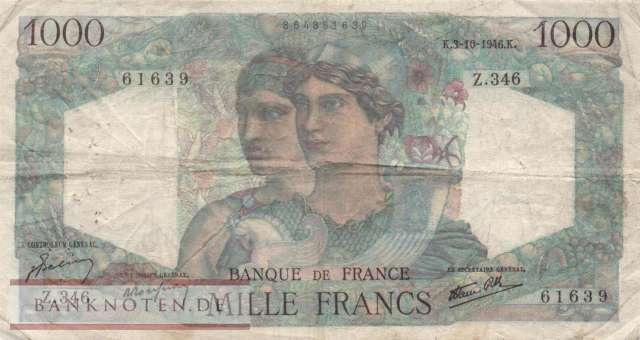 Frankreich - 1.000  Francs (#130a-46_F)