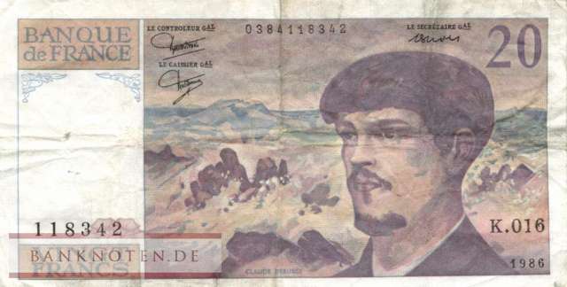 Frankreich - 20  Francs (#151a-86_F)