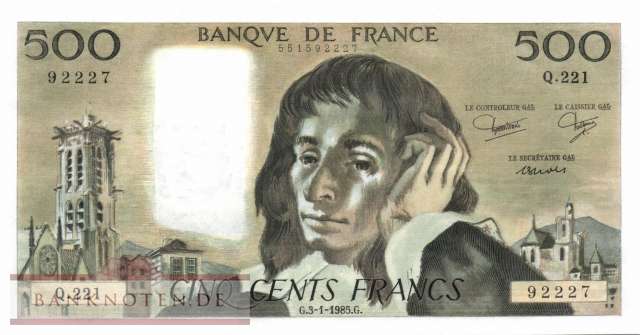 Frankreich - 500  Francs (#156e-85_UNC)