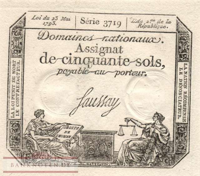France - 50  Sols (#A070b_UNC)