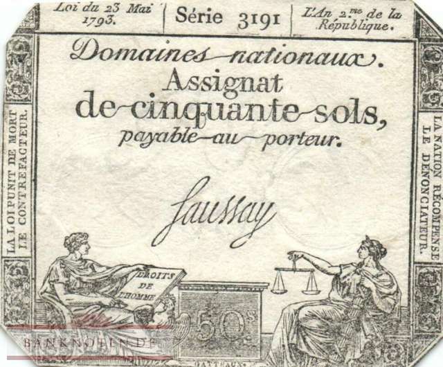 France - 50  Sols (#A070b_F)