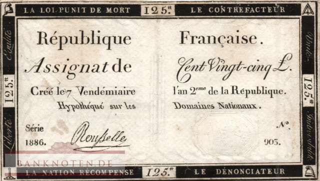 France - 125  Livres (#A074-U13_VF)