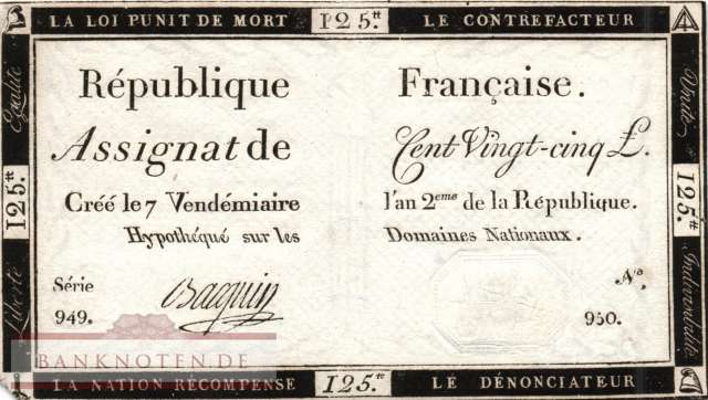 France - 125  Livres (#A074-U16_VG)