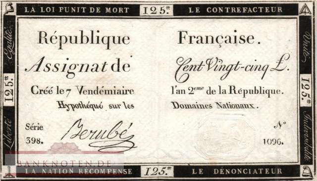 France - 125  Livres (#A074-U17_VF)