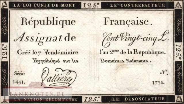 Frankreich - 125  Livres (#A074-U18_VF)