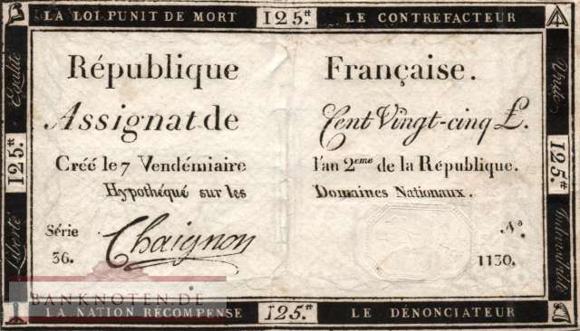 Frankreich - 125  Livres (#A074-U3_F)