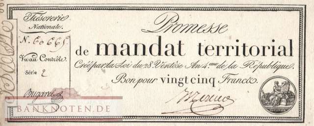 Frankreich - 25  Francs (#A083b_AU)