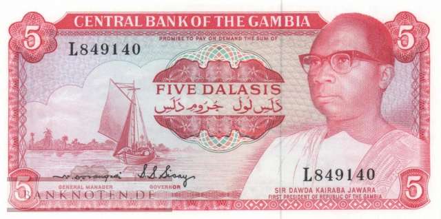 Gambia - 5  Dalasis (#005b_UNC)