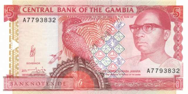 Gambia - 5  Dalasis (#012b_UNC)