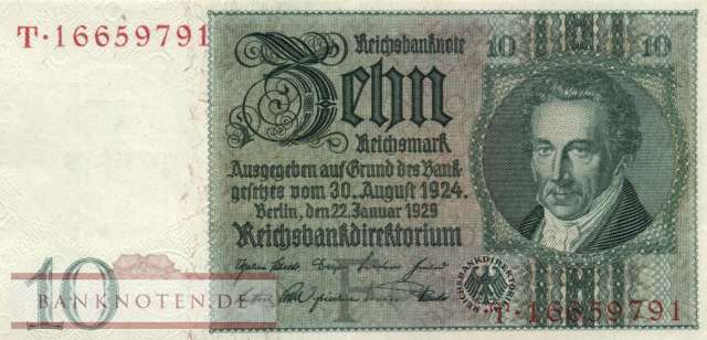Germany - 10  Reichsmark (#0173a-FT_XF)