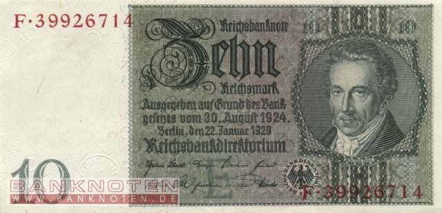 Germany - 10  Reichsmark (#0173b-EAF_AU)