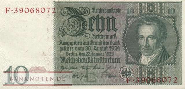 Germany - 10  Reichsmark (#0173b-EF_UNC)